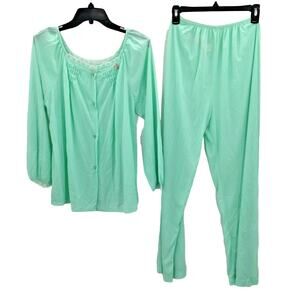 Sears VINTAGE 2 Piece Pajama Set Night Suit Button Front Top Elastic Waist Pant